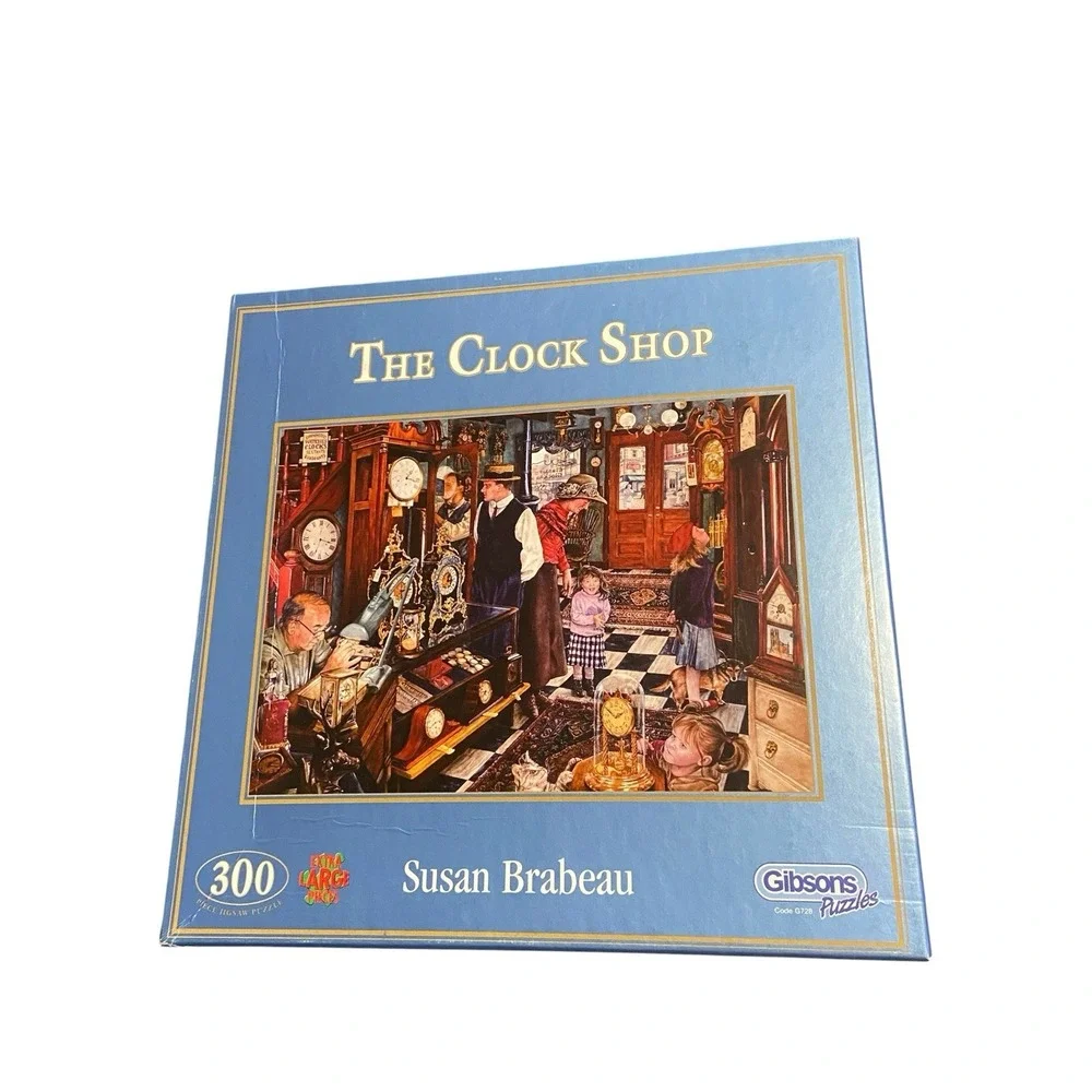 Gibsons The Clock Shop Susan Brabeau 300 Piece Jigsaw Puzzle Used Complete